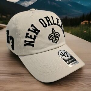 New Orleans Saints '47 MVP Adjustable Hat Strapback Cap Tan Black Logo